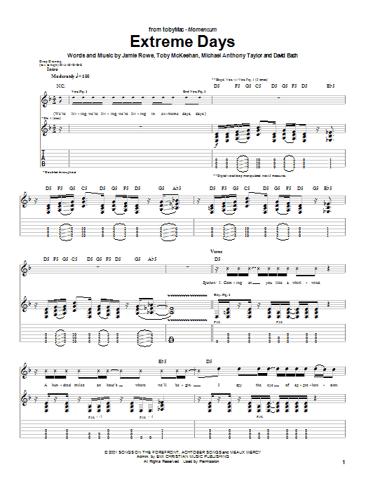 tobyMac Extreme Days Sheet Music Notes & Chords for Guitar Tab - Download or Print PDF tobyMac Extreme Days Sheet Music Notes & Chords for Guitar Tab - Download or Print PDF