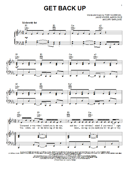 tobyMac Get Back Up Sheet Music Notes & Chords for Piano, Vocal & Guitar (Right-Hand Melody) - Download or Print PDF tobyMac Get Back Up Sheet Music Notes & Chords for Piano, Vocal & Guitar (Right-Hand Melody) - Download or Print PDF