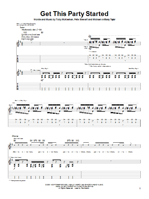 tobyMac Get This Party Started Sheet Music Notes & Chords for Guitar Tab - Download or Print PDF