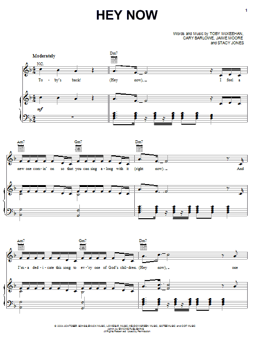 tobyMac Hey Now Sheet Music Notes & Chords for Piano, Vocal & Guitar (Right-Hand Melody) - Download or Print PDF