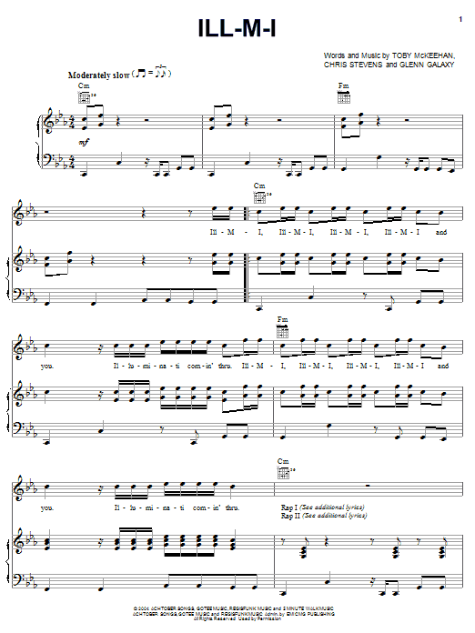 tobyMac Ill-M-I Sheet Music Notes & Chords for Piano, Vocal & Guitar (Right-Hand Melody) - Download or Print PDF