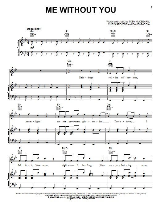 tobyMac Me Without You Sheet Music Notes & Chords for Piano, Vocal & Guitar (Right-Hand Melody) - Download or Print PDF