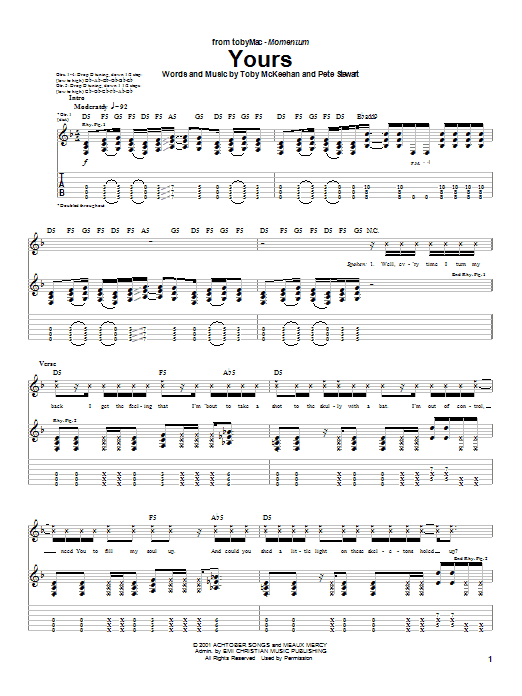 tobyMac Yours Sheet Music Notes & Chords for Guitar Tab - Download or Print PDF