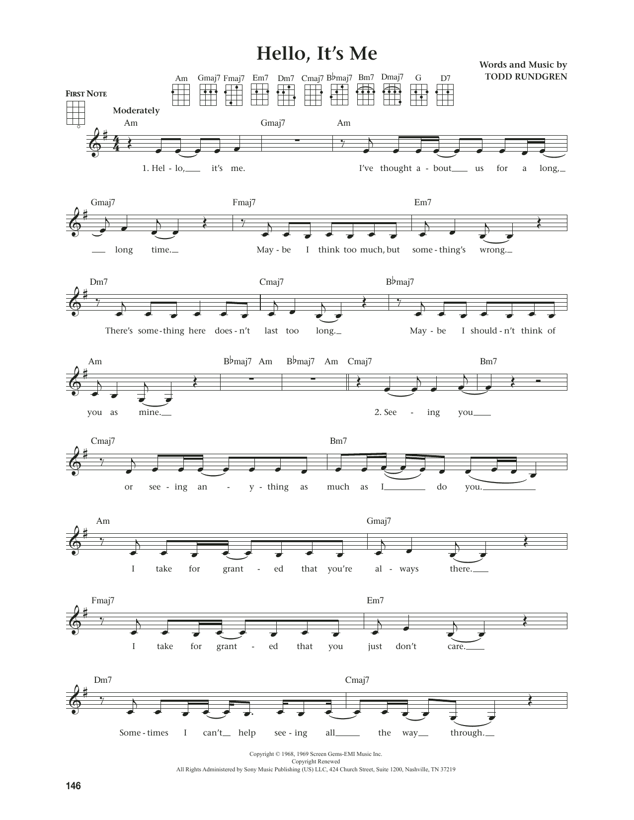 Todd Rundgren Hello, It's Me (from The Daily Ukulele) (arr. Jim Beloff) Sheet Music Notes & Chords for Ukulele - Download or Print PDF