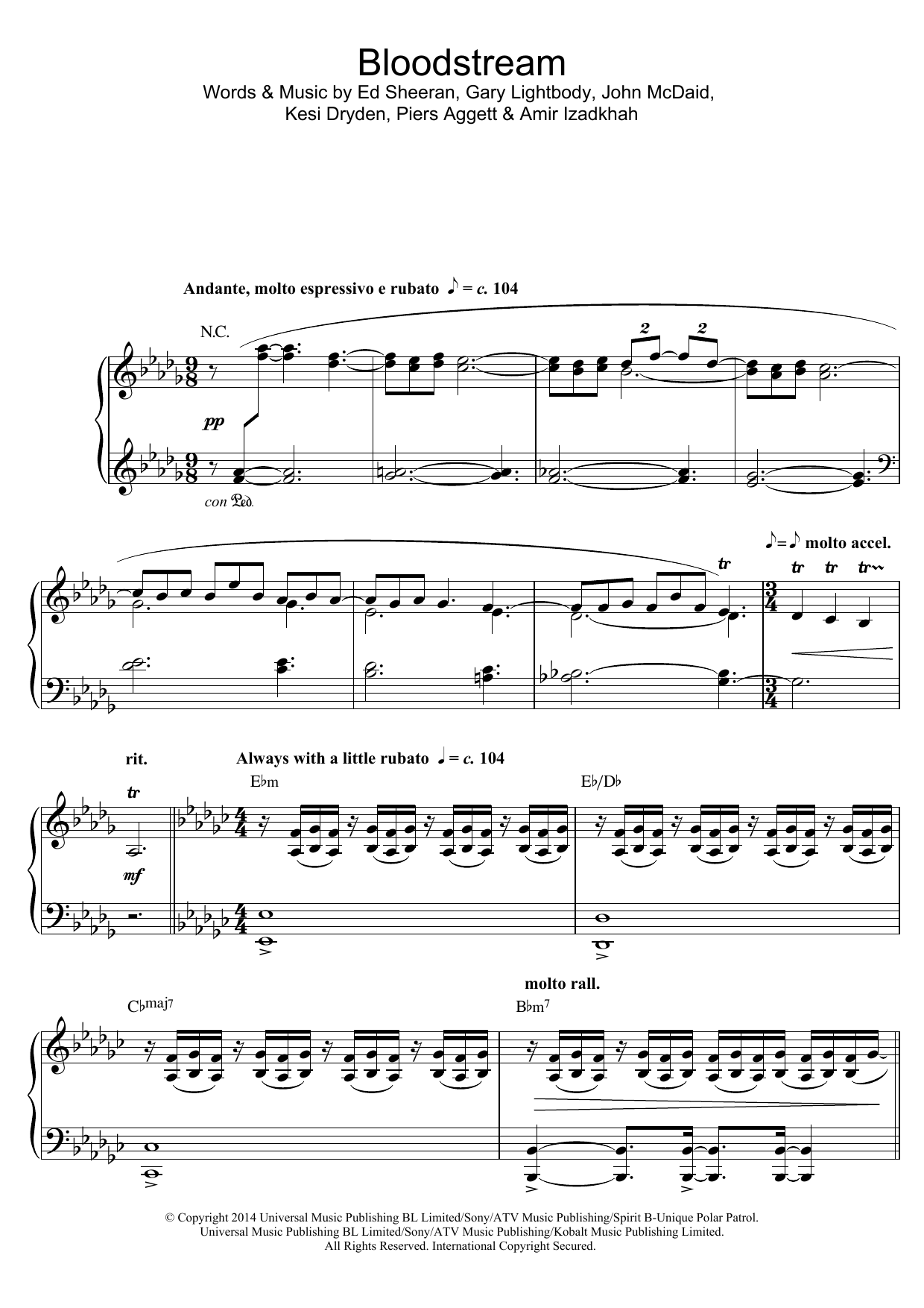 Tokio Myers Bloodstream Sheet Music Notes & Chords for Piano - Download or Print PDF