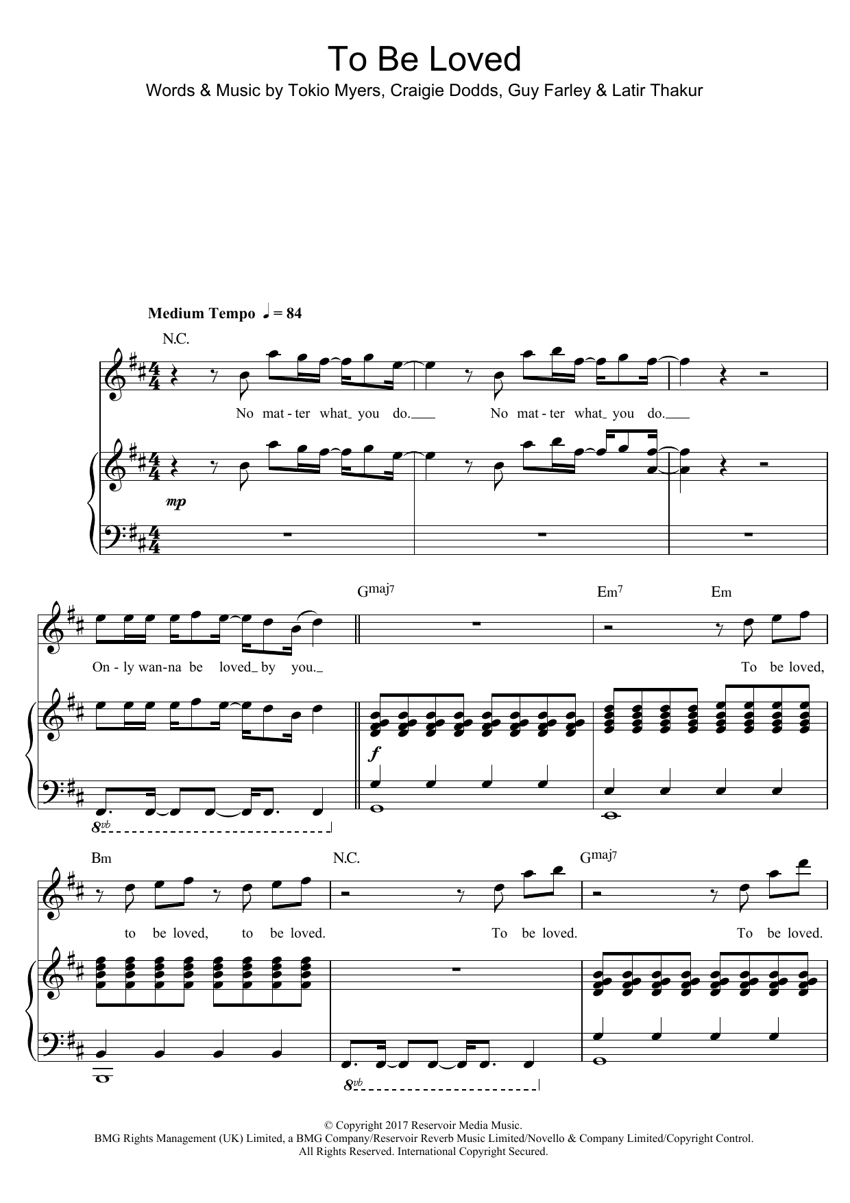 Tokio Myers To Be Loved Sheet Music Notes & Chords for Piano, Vocal & Guitar - Download or Print PDF