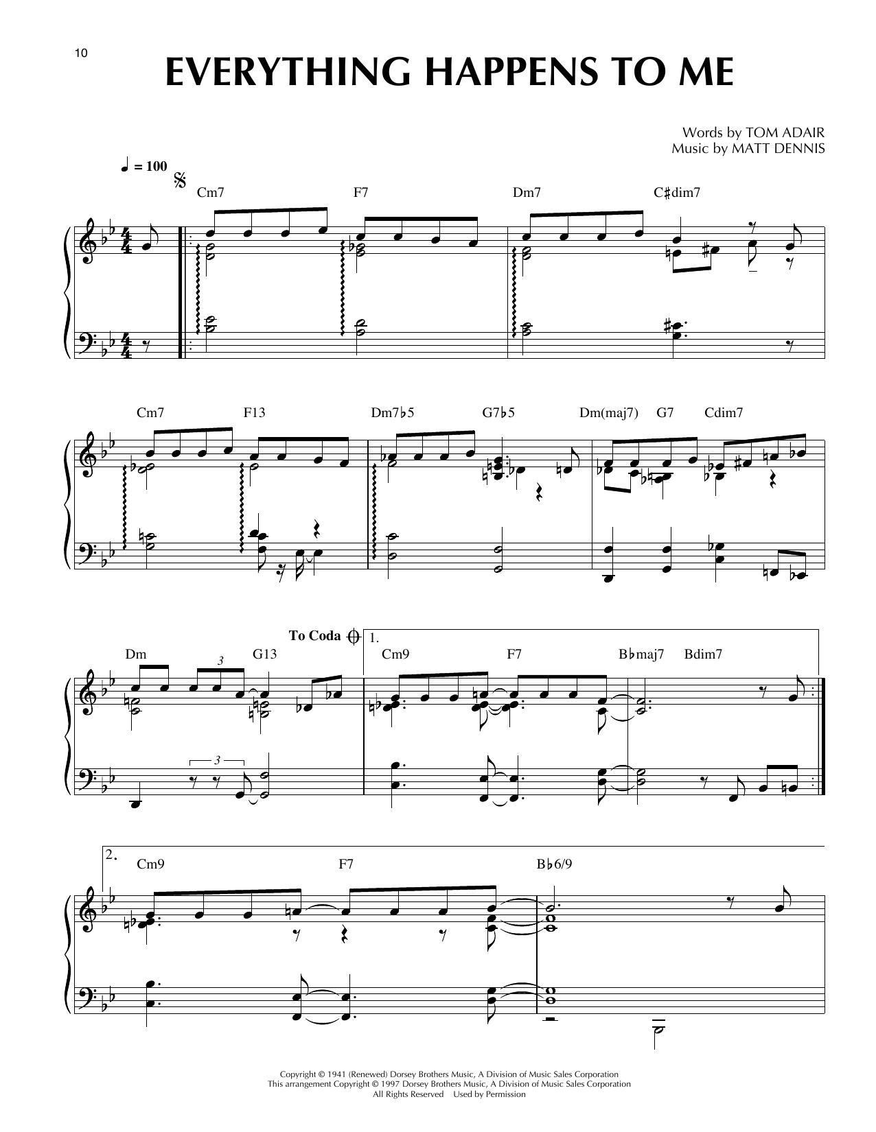 Tom Adair Everything Happens To Me (arr. Thomas Coppola) Sheet Music Notes & Chords for Piano Solo - Download or Print PDF