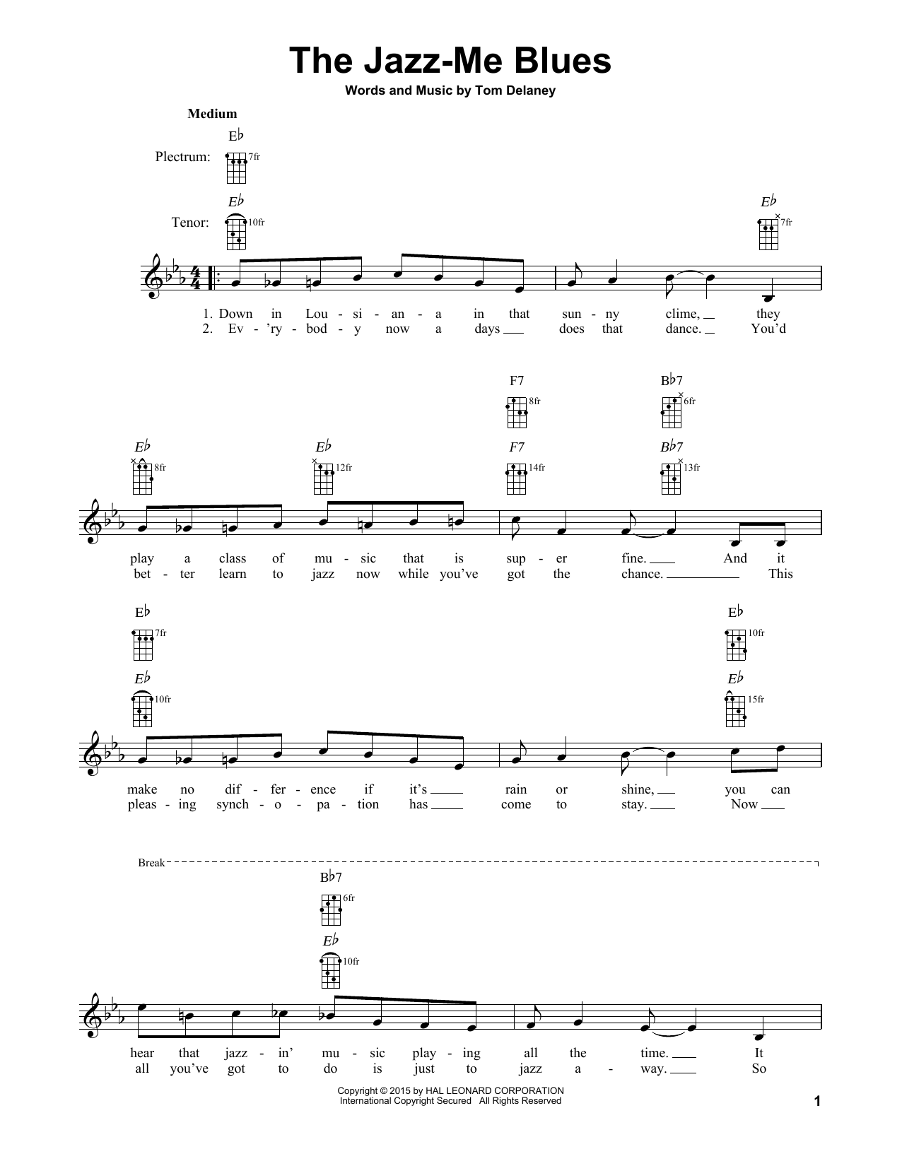 Tom Delaney The Jazz-Me Blues Sheet Music Notes & Chords for Banjo - Download or Print PDF