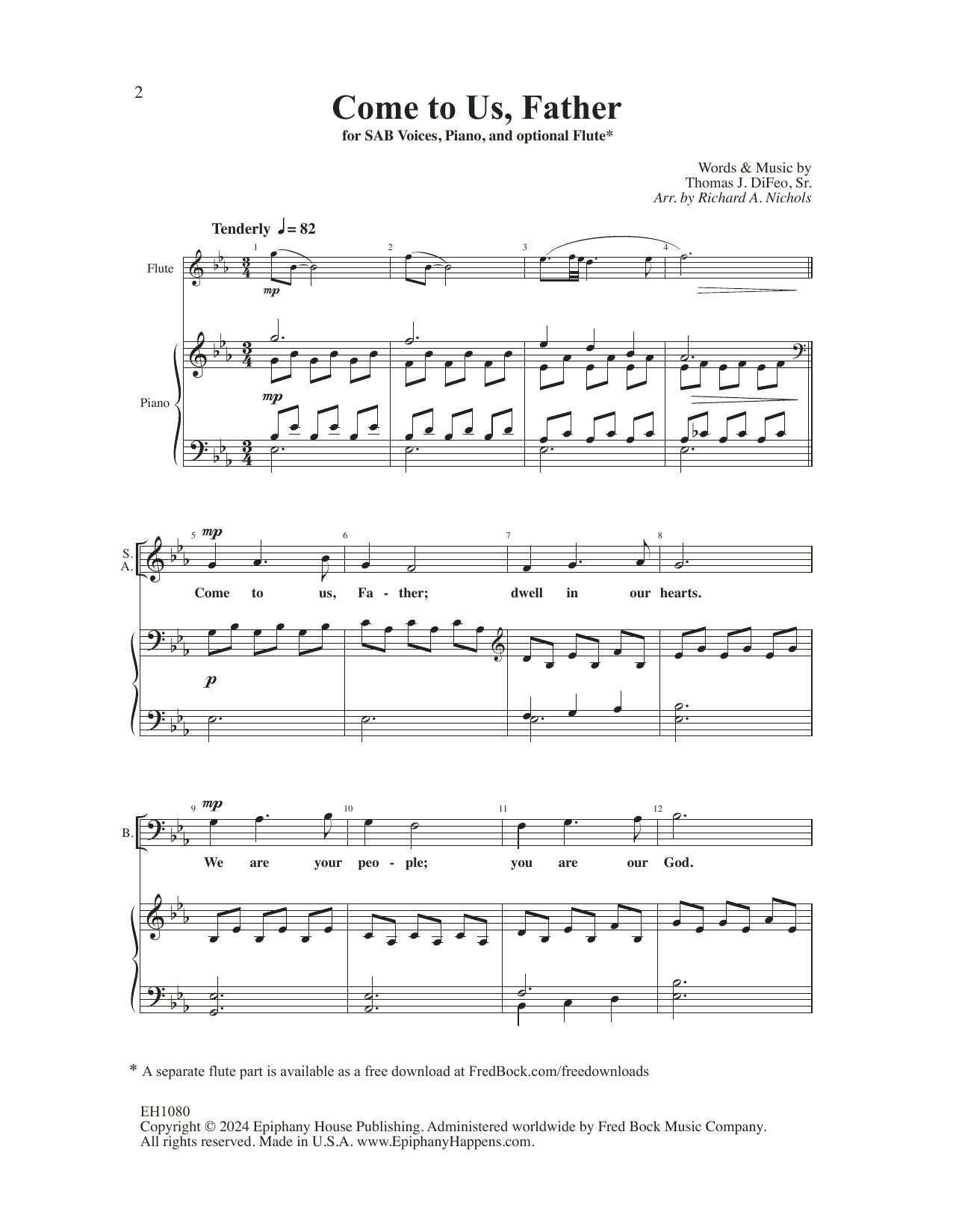 Tom DiFeo Come To Us, Father (arr. Richard A. Nichols) Sheet Music Notes & Chords for SAB Choir - Download or Print PDF