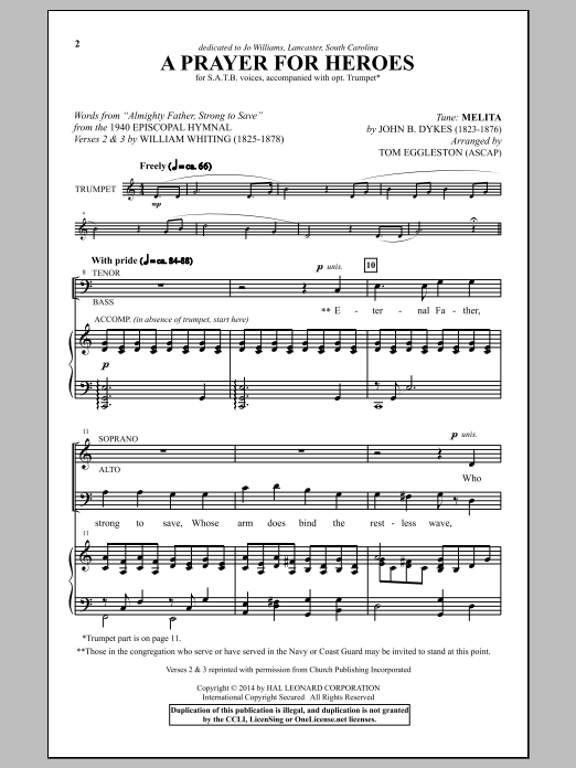 John B. Dykes A Prayer For Heroes (arr. Tom Eggleston) Sheet Music Notes & Chords for SATB - Download or Print PDF