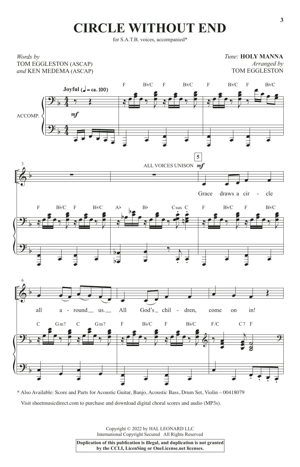 Tom Eggleston and Ken Medema Circle Without End (arr. Tom Eggleston) Sheet Music Notes & Chords for SATB Choir - Download or Print PDF