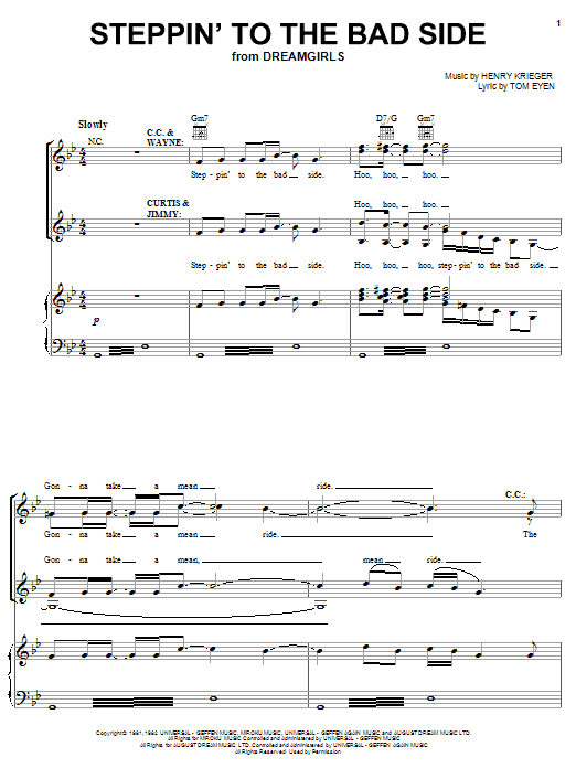 Tom Eyen Steppin' To The Bad Side Sheet Music Notes & Chords for Piano, Vocal & Guitar (Right-Hand Melody) - Download or Print PDF