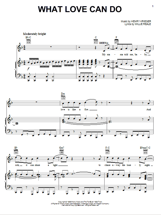 Tom Eyen What Love Can Do Sheet Music Notes & Chords for Piano, Vocal & Guitar (Right-Hand Melody) - Download or Print PDF