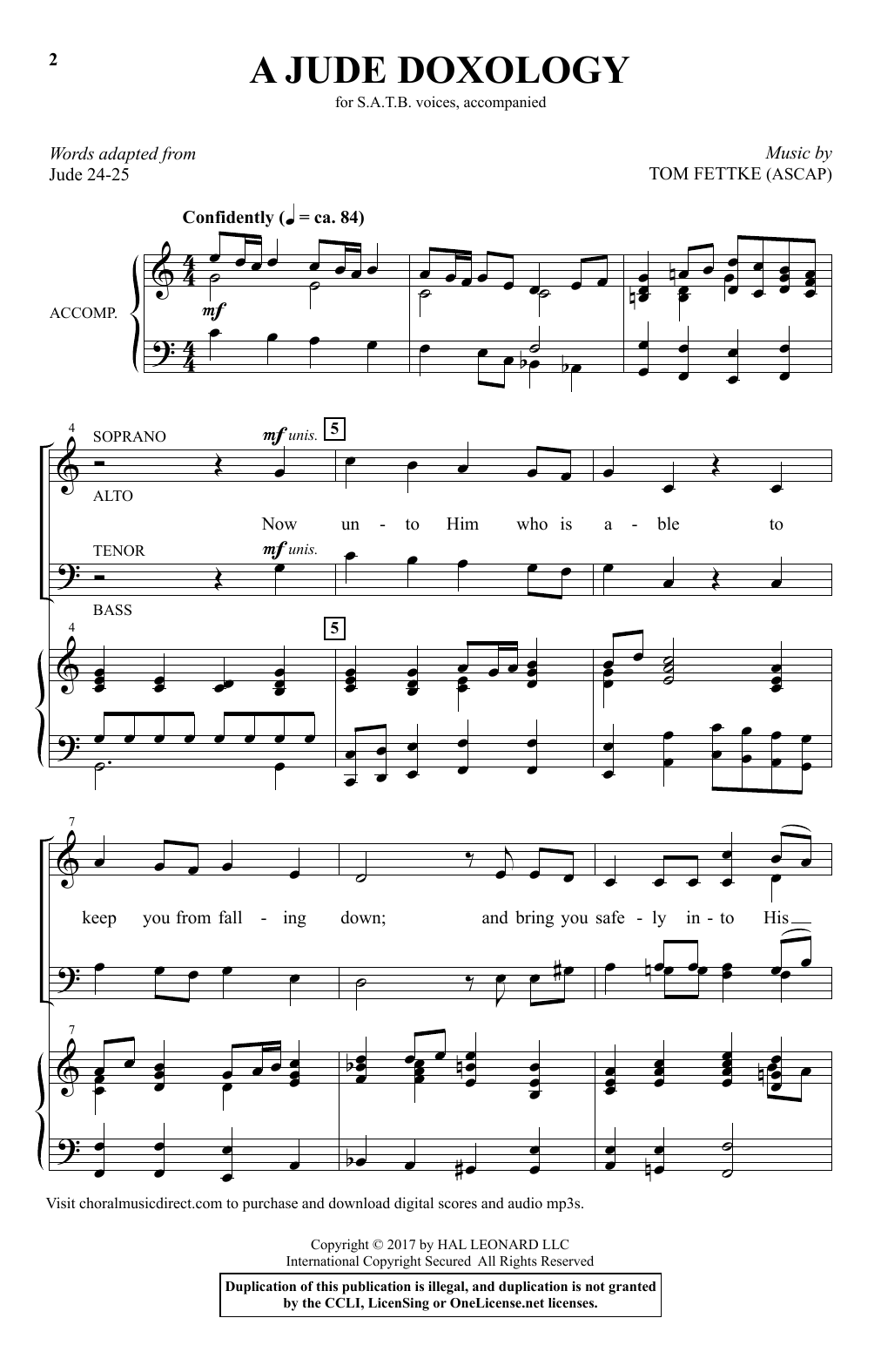 Tom Fettke A Jude Doxology Sheet Music Notes & Chords for SATB - Download or Print PDF