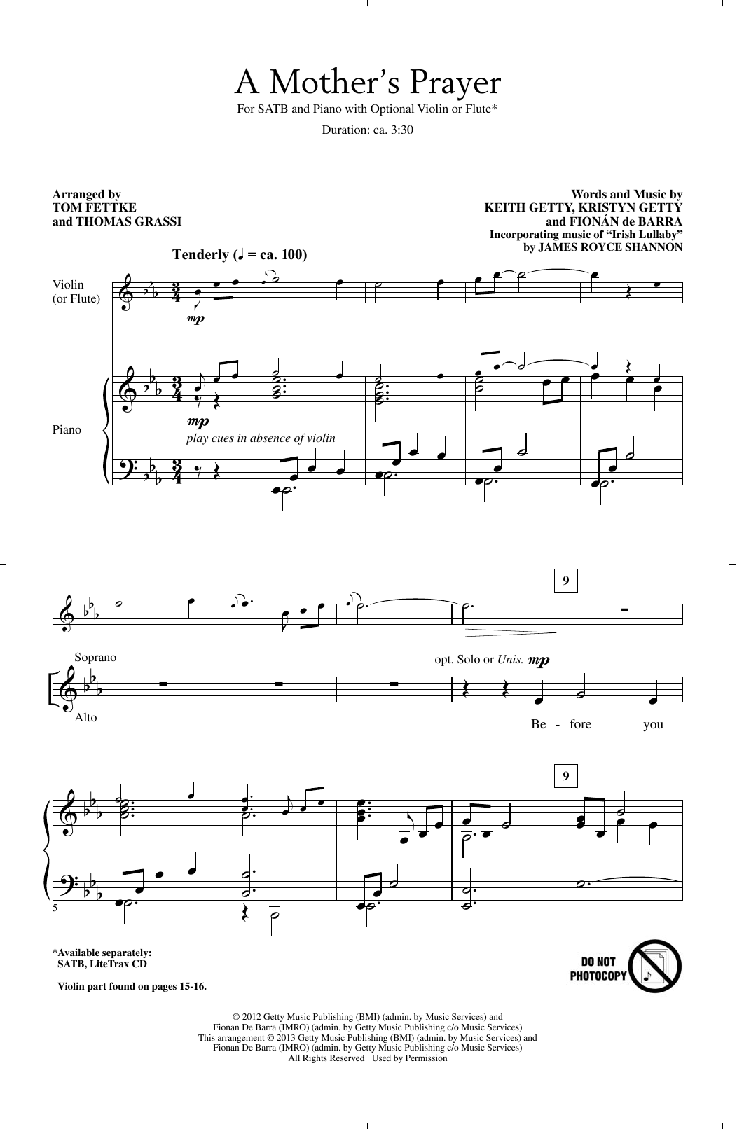 Tom Fettke A Mother's Prayer Sheet Music Notes & Chords for SATB - Download or Print PDF