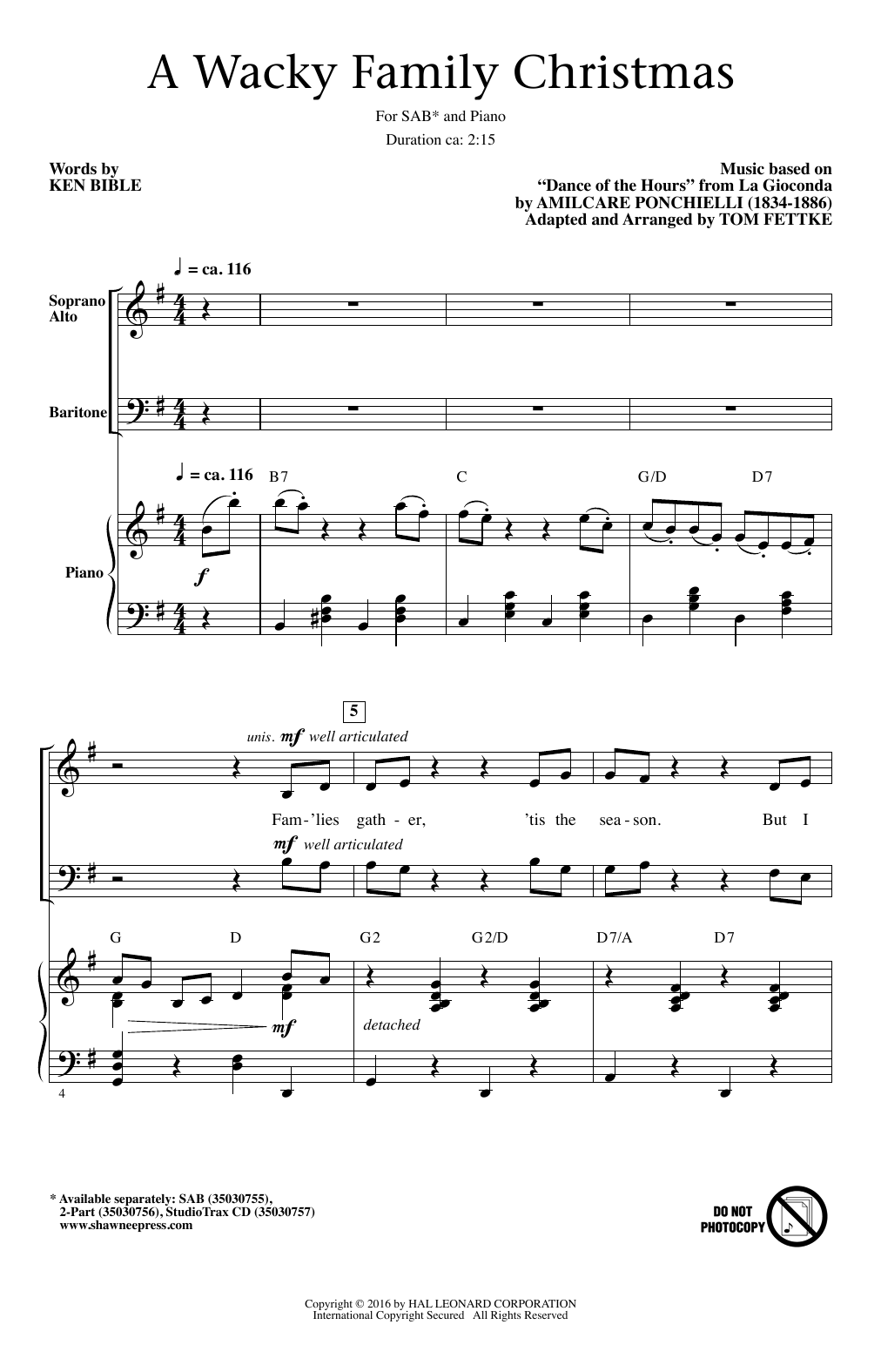 Tom Fettke A Wacky Family Christmas Sheet Music Notes & Chords for 2-Part Choir - Download or Print PDF