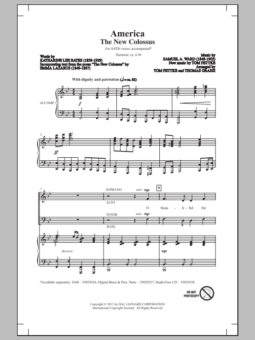 Tom Fettke America (The New Colossus) Sheet Music Notes & Chords for SAB - Download or Print PDF