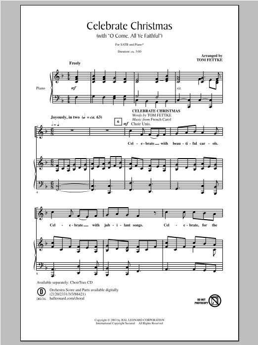 Tom Fettke Celebrate Christmas (with O Come, All Ye Faithful) Sheet Music Notes & Chords for SATB - Download or Print PDF