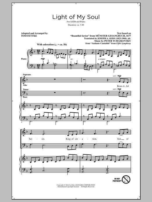 Tom Fettke Light Of My Soul Sheet Music Notes & Chords for SATB - Download or Print PDF