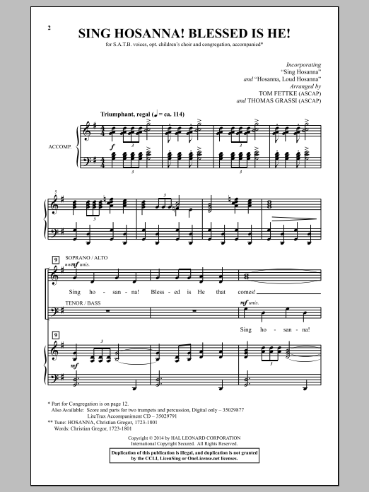 Tom Fettke Sing Hosanna! Blessed Is He! Sheet Music Notes & Chords for SATB - Download or Print PDF