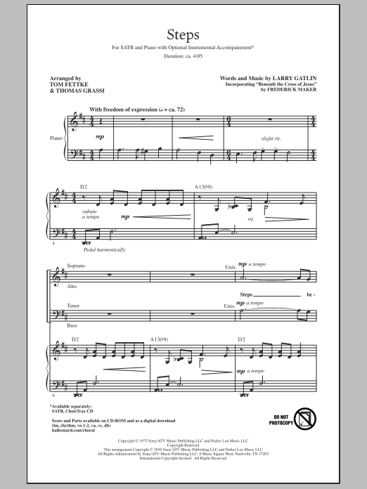 Tom Fettke Steps Sheet Music Notes & Chords for SATB - Download or Print PDF