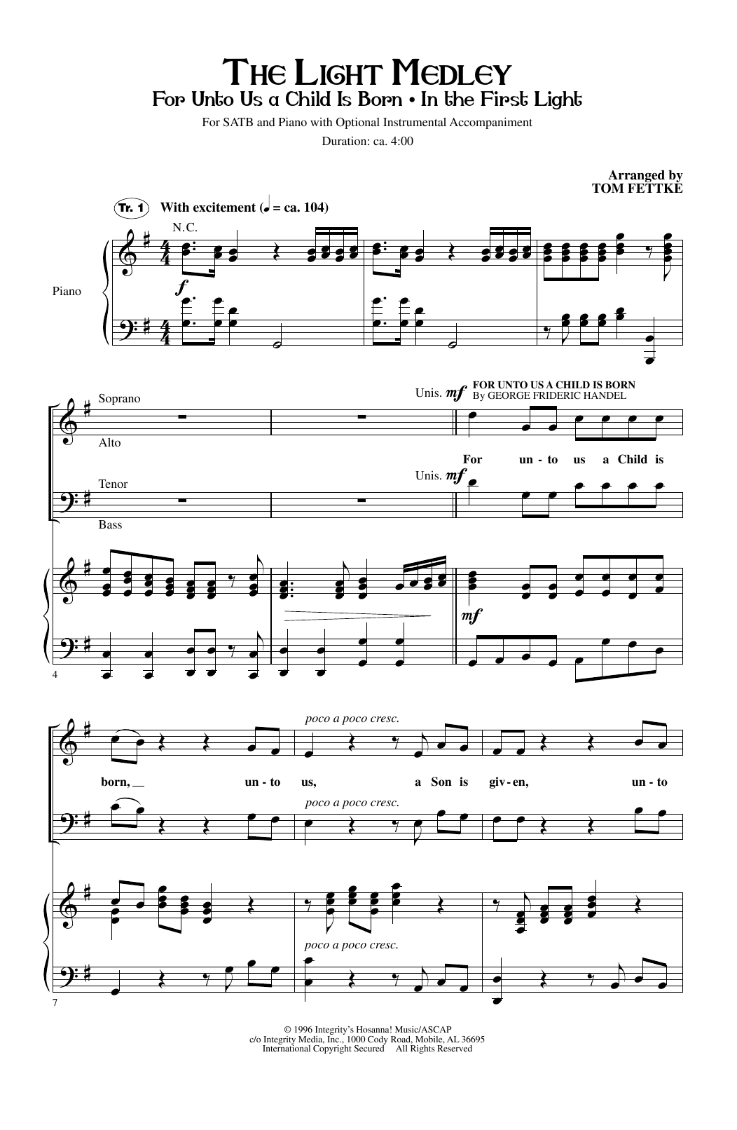 Tom Fettke The Light Medley Sheet Music Notes & Chords for SATB - Download or Print PDF