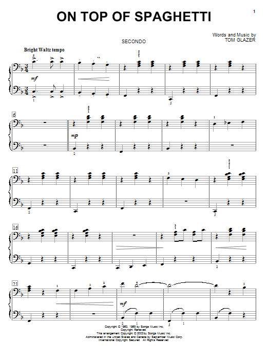 Tom Glazer On Top Of Spaghetti Sheet Music Notes & Chords for Violin - Download or Print PDF