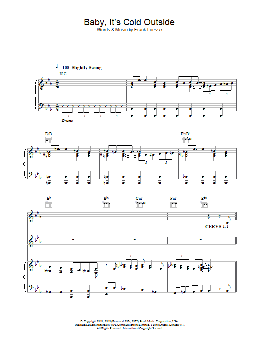 Tom Jones Baby, It's Cold Outside sheet music notes and chords. Download Printable PDF.