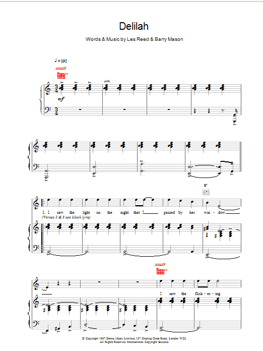 Tom Jones Delilah Sheet Music Notes & Chords for Ukulele with strumming patterns - Download or Print PDF