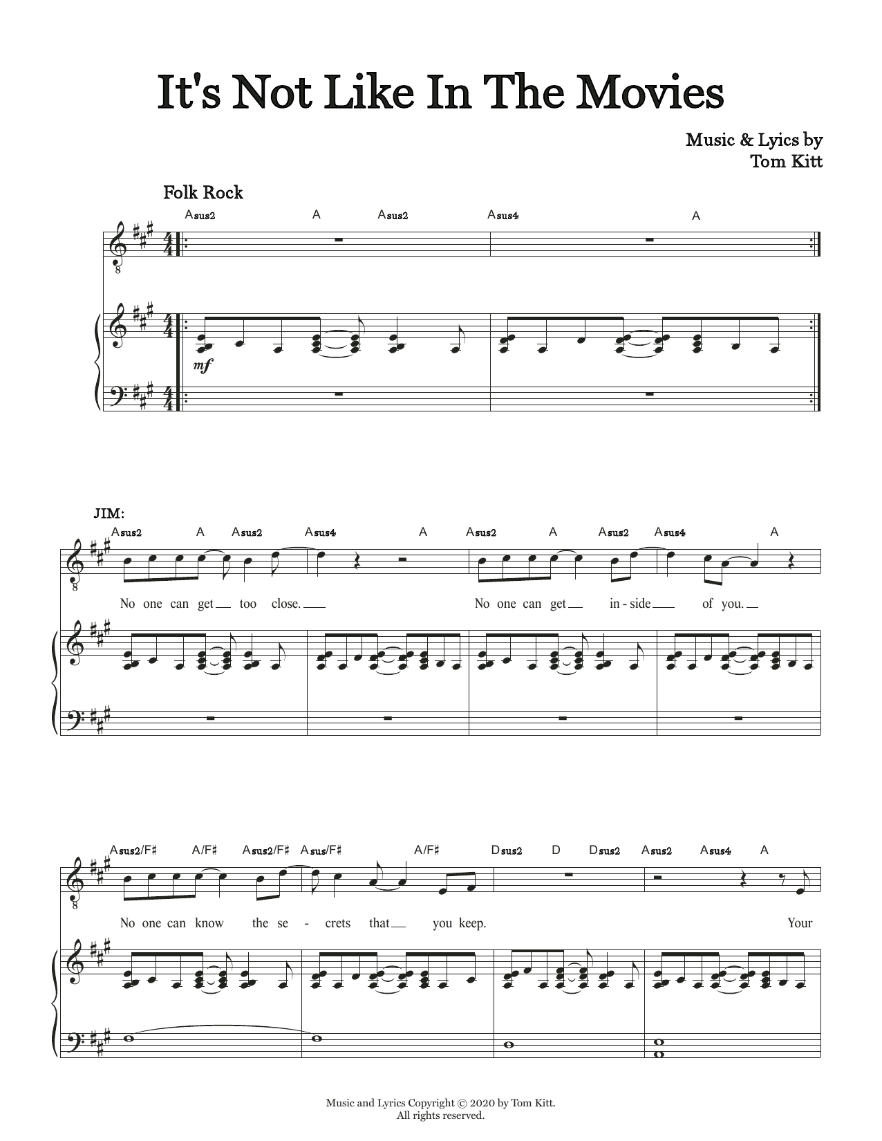 Tom Kitt It's Not Like In The Movies (from the musical Superhero) Sheet Music Notes & Chords for Piano & Vocal - Download or Print PDF