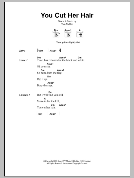 Tom McRae You Cut Her Hair Sheet Music Notes & Chords for Guitar Chords/Lyrics - Download or Print PDF