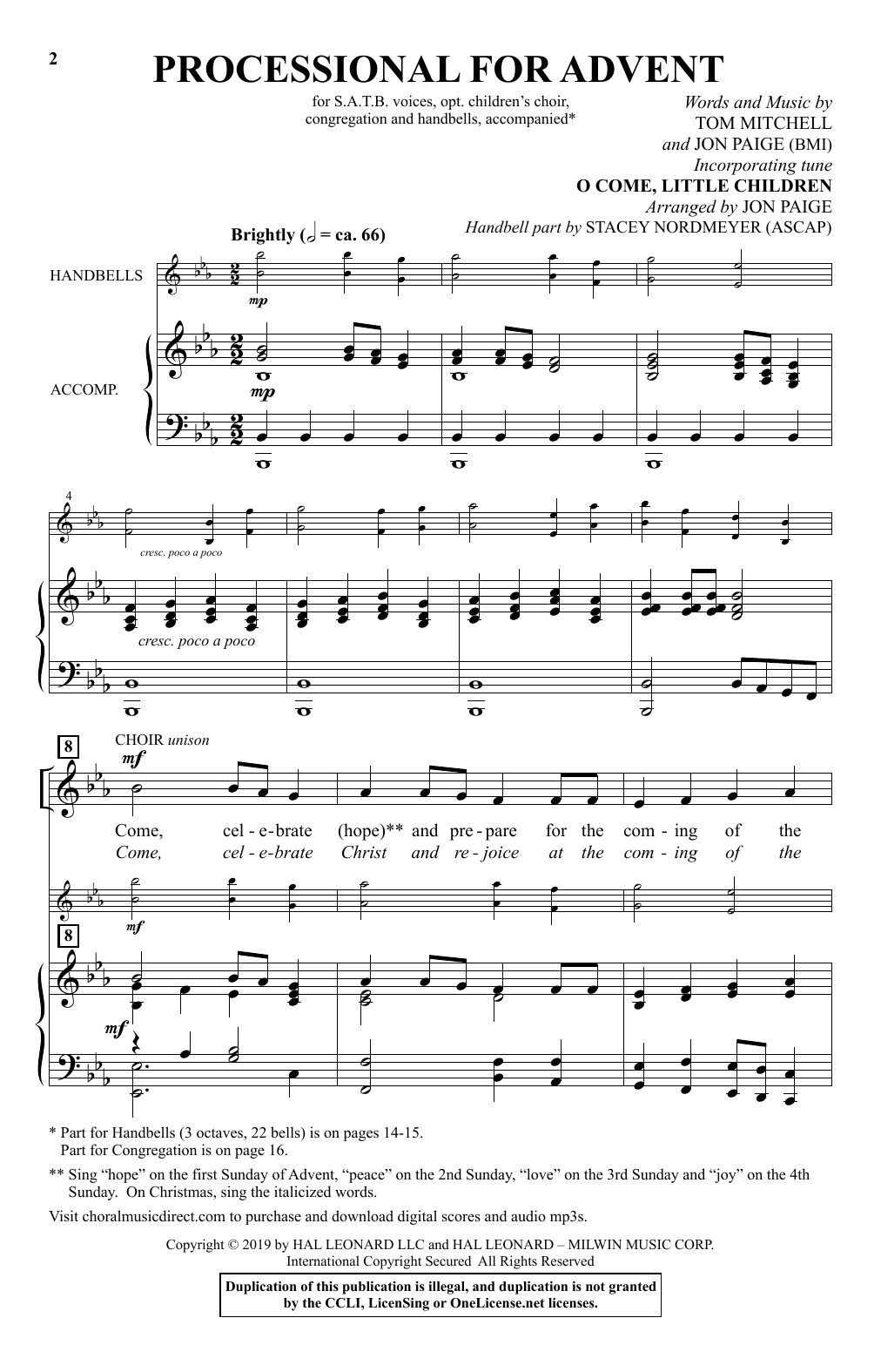 Tom Mitchell & Jon Paige Processional For Advent Sheet Music Notes & Chords for Choir - Download or Print PDF