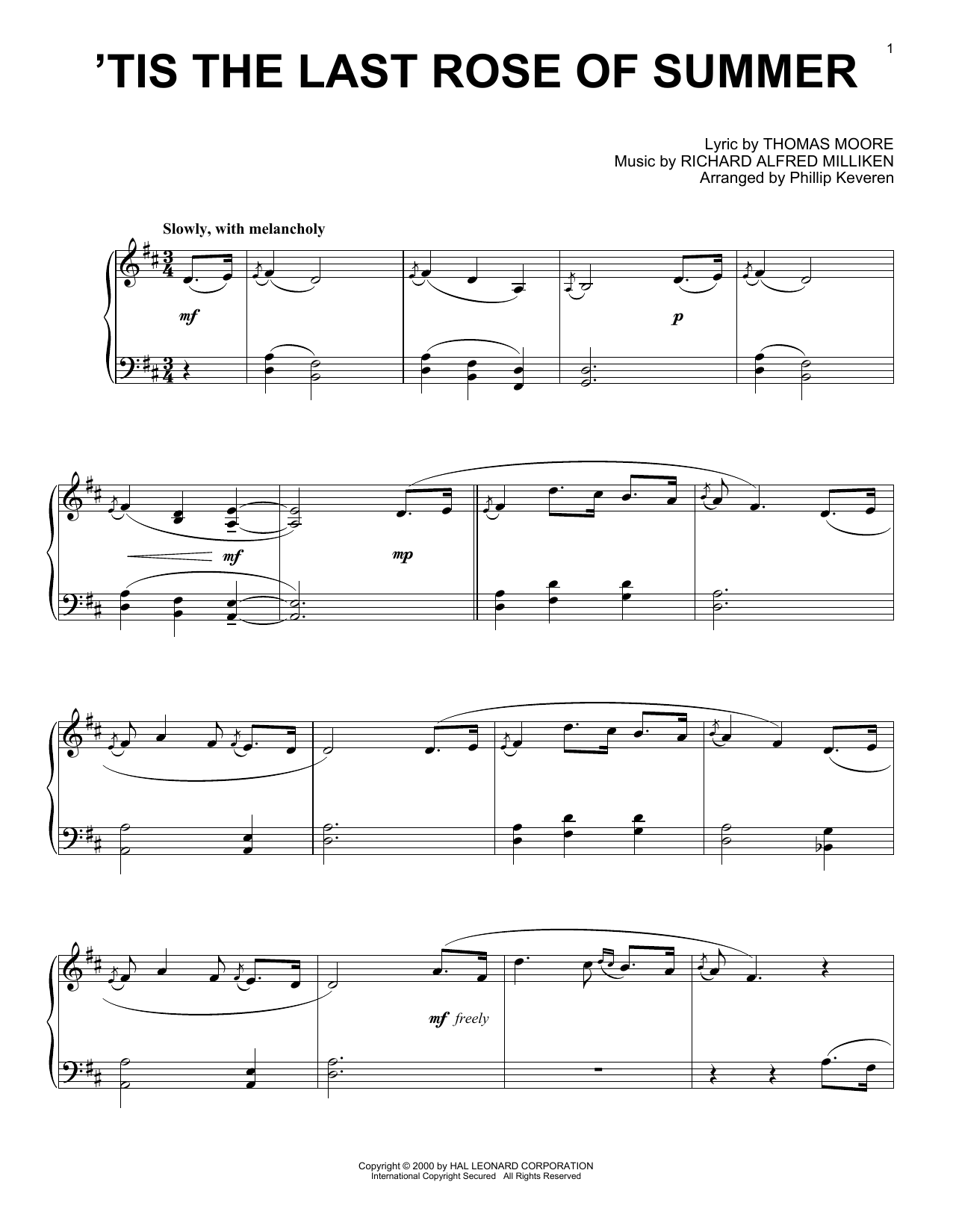 Phillip Keveren 'Tis The Last Rose Of Summer Sheet Music Notes & Chords for Piano Solo - Download or Print PDF