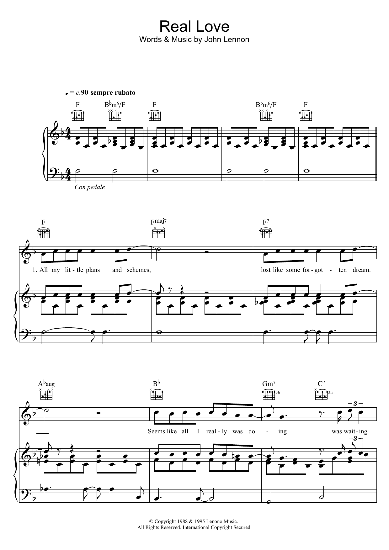 Tom Odell Real Love Sheet Music Notes & Chords for Piano, Vocal & Guitar - Download or Print PDF