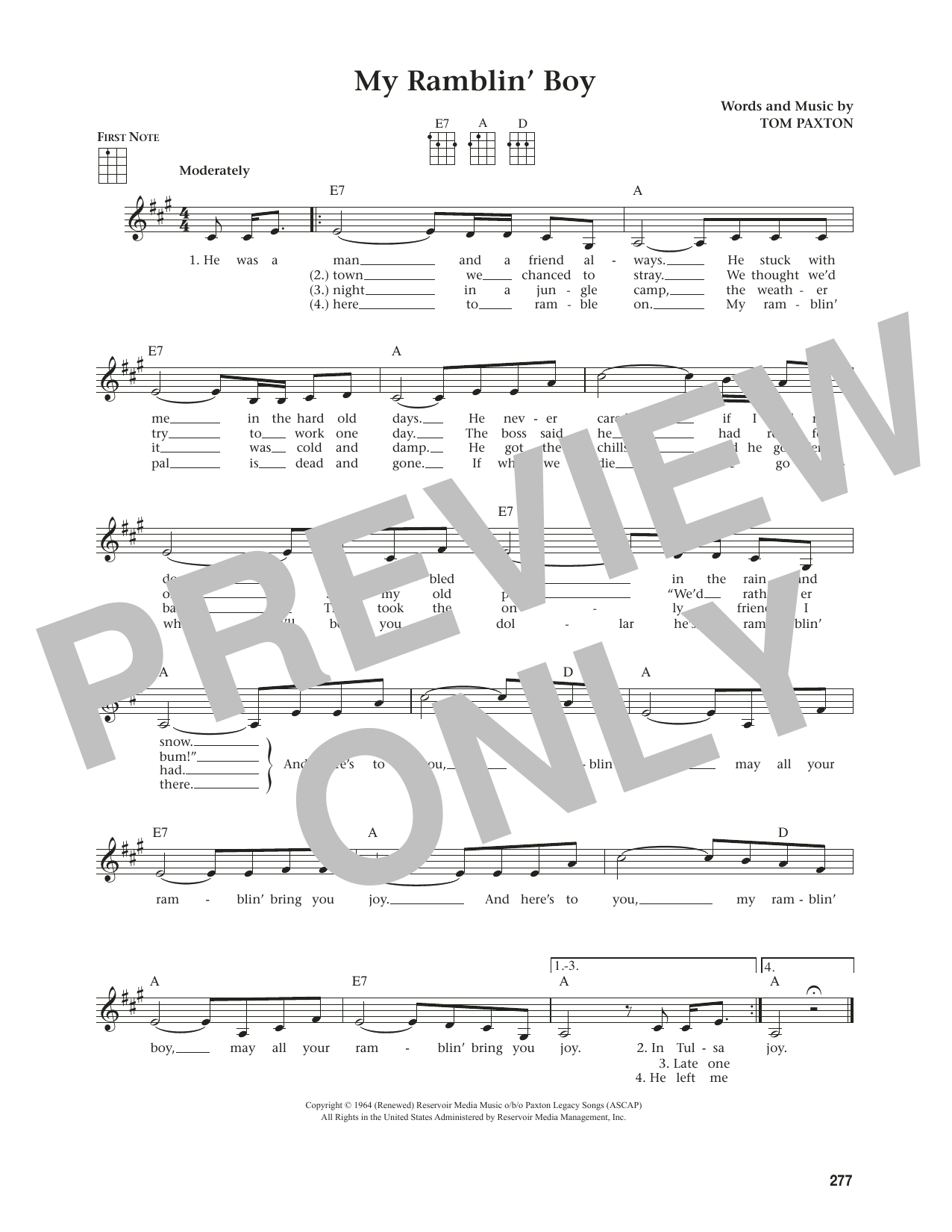 Tom Paxton My Ramblin' Boy (from The Daily Ukulele) (arr. Jim Beloff) Sheet Music Notes & Chords for Ukulele - Download or Print PDF