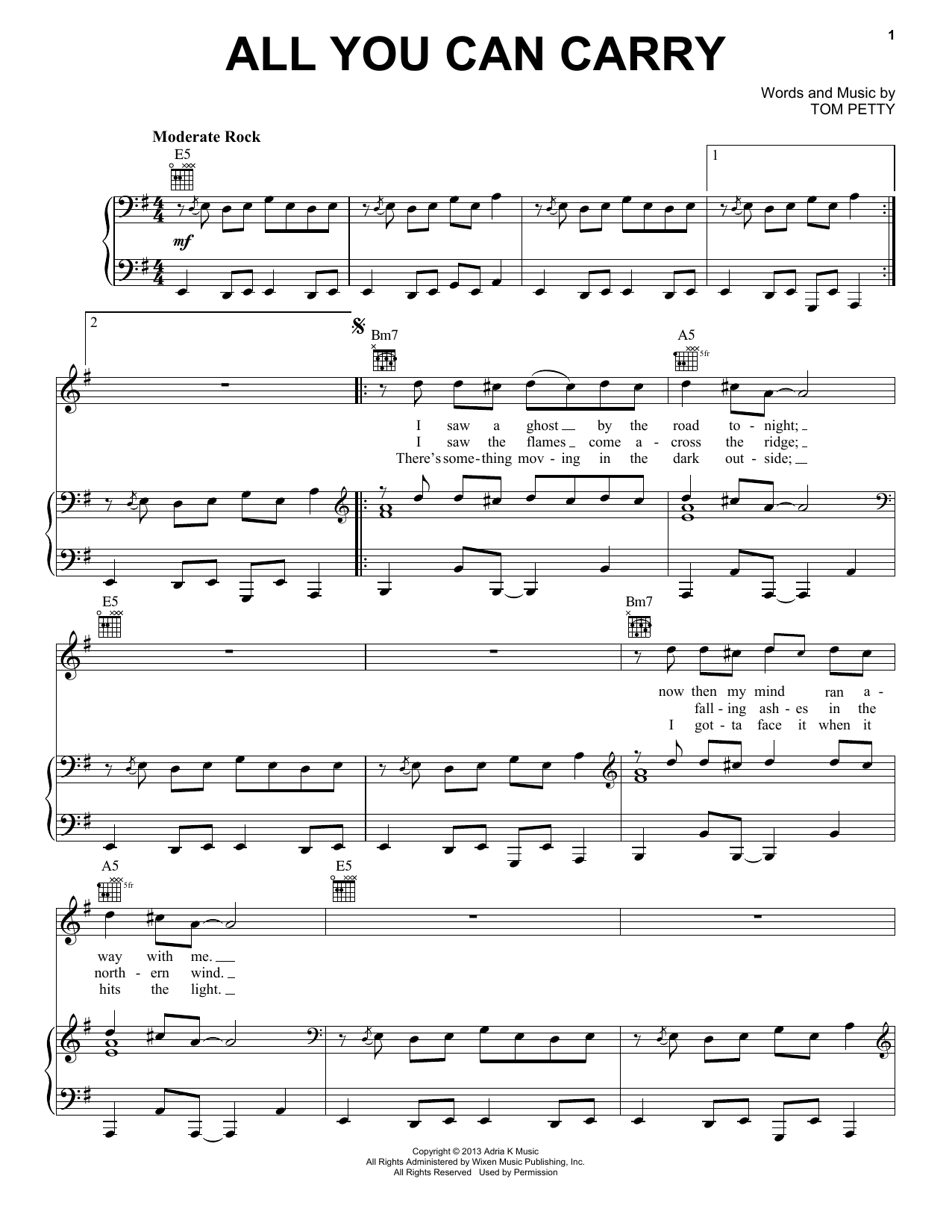 Tom Petty & the Heartbreakers All You Can Carry Sheet Music Notes & Chords for Piano, Vocal & Guitar (Right-Hand Melody) - Download or Print PDF Tom Petty & the Heartbreakers All You Can Carry Sheet Music Notes & Chords for Piano, Vocal & Guitar (Right-Hand Melody) - Download or Print PDF