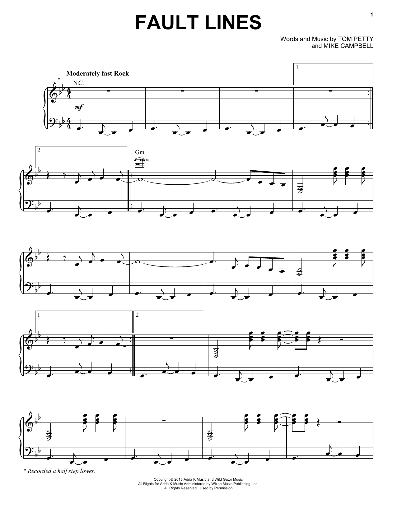 Tom Petty & the Heartbreakers Fault Lines Sheet Music Notes & Chords for Piano, Vocal & Guitar (Right-Hand Melody) - Download or Print PDF Tom Petty & the Heartbreakers Fault Lines Sheet Music Notes & Chords for Piano, Vocal & Guitar (Right-Hand Melody) - Download or Print PDF
