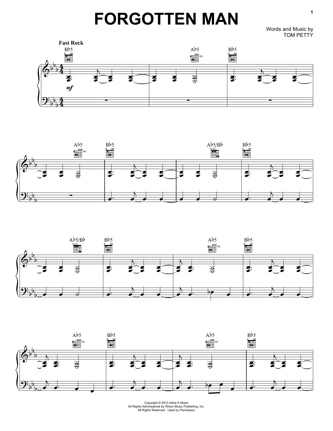 Tom Petty & the Heartbreakers Forgotten Man Sheet Music Notes & Chords for Piano, Vocal & Guitar (Right-Hand Melody) - Download or Print PDF Tom Petty & the Heartbreakers Forgotten Man Sheet Music Notes & Chords for Piano, Vocal & Guitar (Right-Hand Melody) - Download or Print PDF