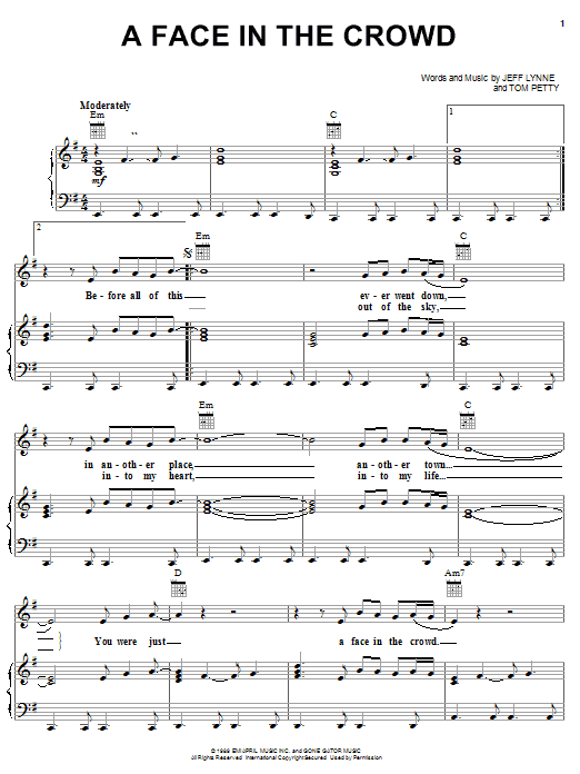 Tom Petty A Face In The Crowd Sheet Music Notes & Chords for Guitar with strumming patterns - Download or Print PDF