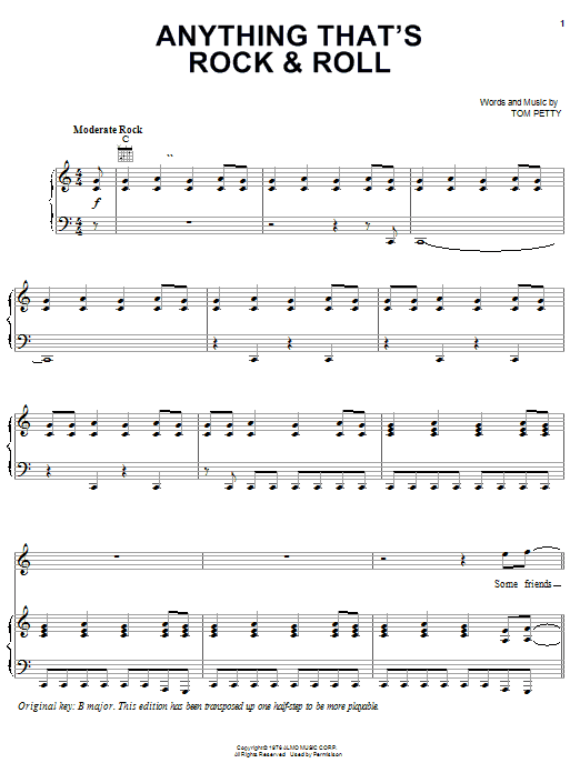 Tom Petty And The Heartbreakers Anything That's Rock & Roll Sheet Music Notes & Chords for Piano, Vocal & Guitar (Right-Hand Melody) - Download or Print PDF