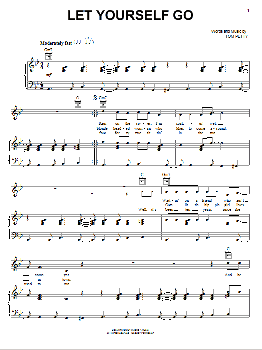 Tom Petty And The Heartbreakers Let Yourself Go Sheet Music Notes & Chords for Piano, Vocal & Guitar (Right-Hand Melody) - Download or Print PDF