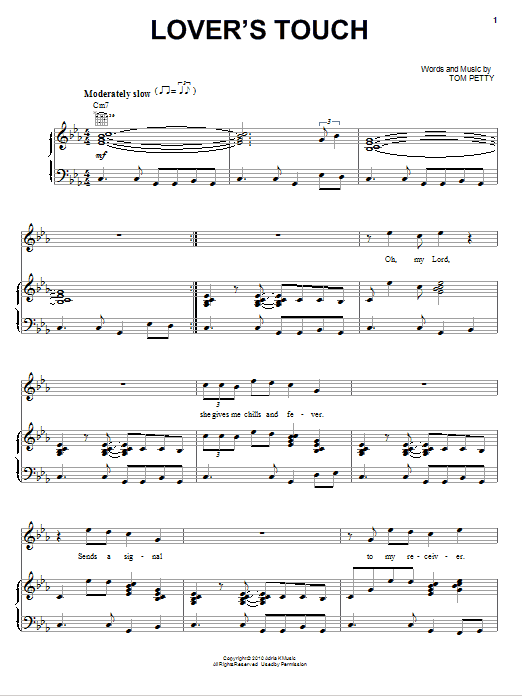 Tom Petty And The Heartbreakers Lover's Touch Sheet Music Notes & Chords for Piano, Vocal & Guitar (Right-Hand Melody) - Download or Print PDF