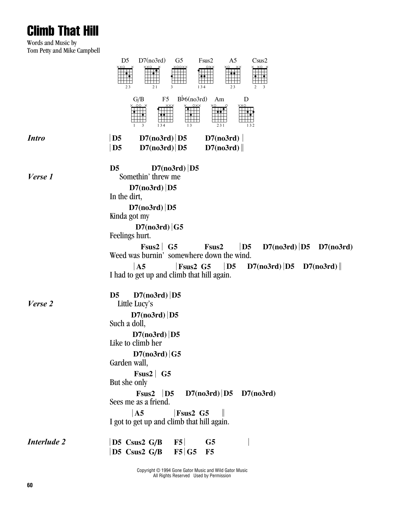 Tom Petty Climb That Hill Sheet Music Notes & Chords for Guitar Chords/Lyrics - Download or Print PDF