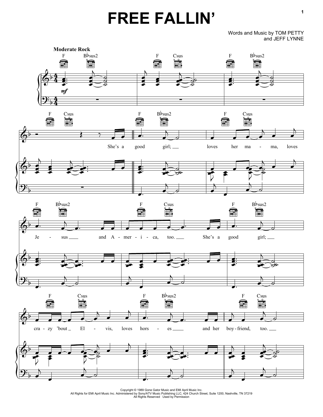 Tom Petty Free Fallin' Sheet Music Notes & Chords for Really Easy Guitar - Download or Print PDF