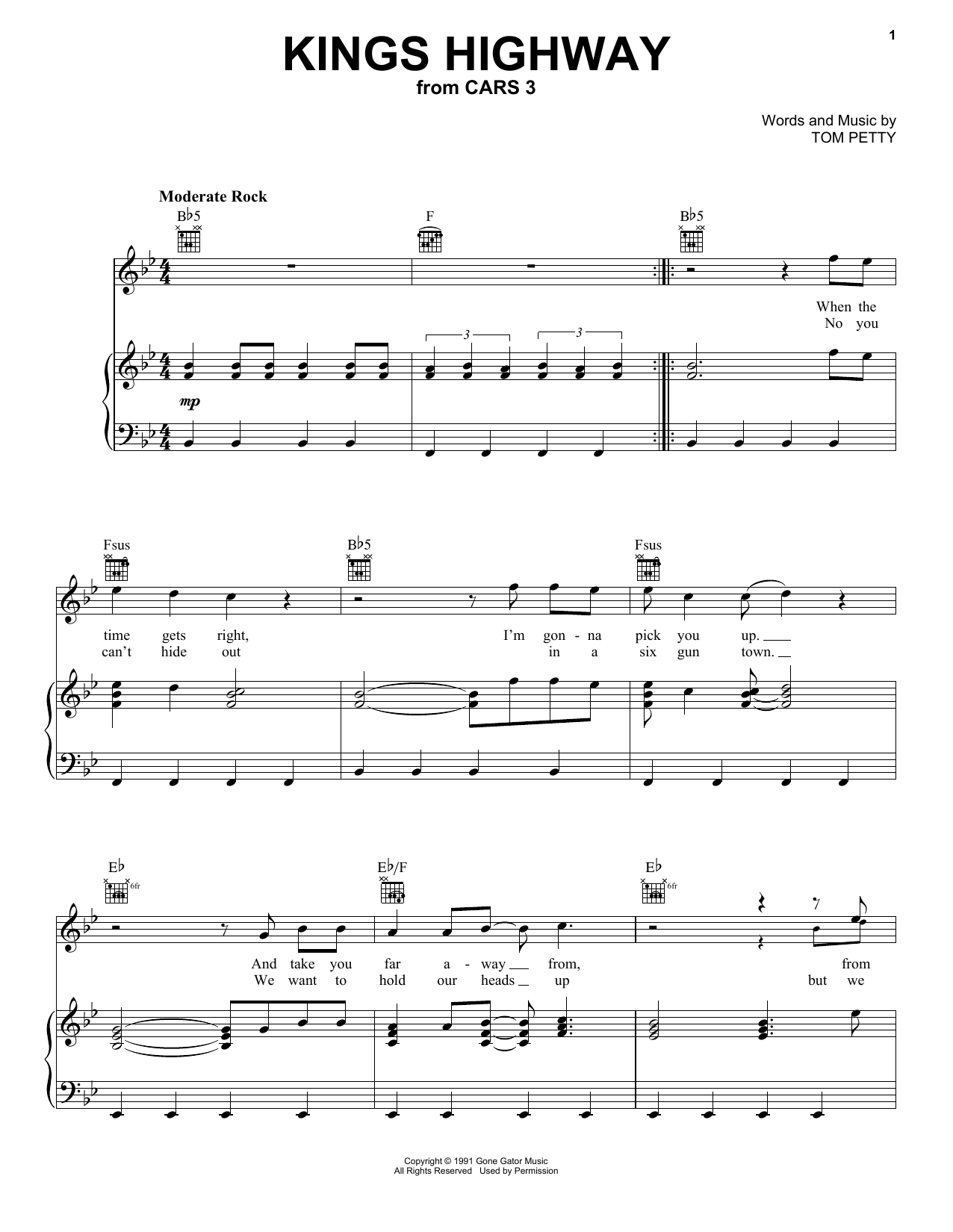 Tom Petty Kings Highway Sheet Music Notes & Chords for Piano, Vocal & Guitar (Right-Hand Melody) - Download or Print PDF Tom Petty Kings Highway Sheet Music Notes & Chords for Piano, Vocal & Guitar (Right-Hand Melody) - Download or Print PDF