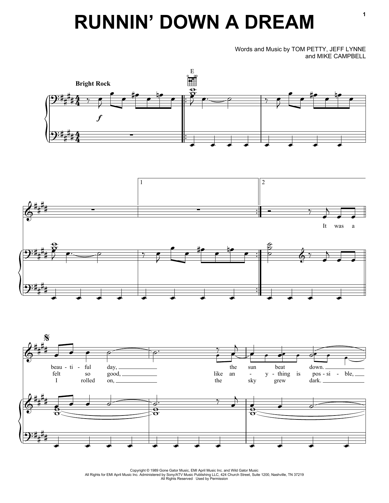 Tom Petty Runnin' Down A Dream Sheet Music Notes & Chords for Easy Guitar Tab - Download or Print PDF