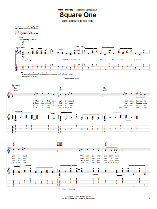 Tom Petty Square One Sheet Music Notes & Chords for Guitar Tab - Download or Print PDF Tom Petty Square One Sheet Music Notes & Chords for Guitar Tab - Download or Print PDF