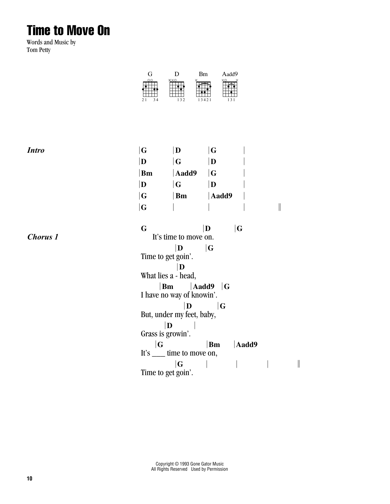 Tom Petty Time To Move On Sheet Music Notes & Chords for Guitar Chords/Lyrics - Download or Print PDF