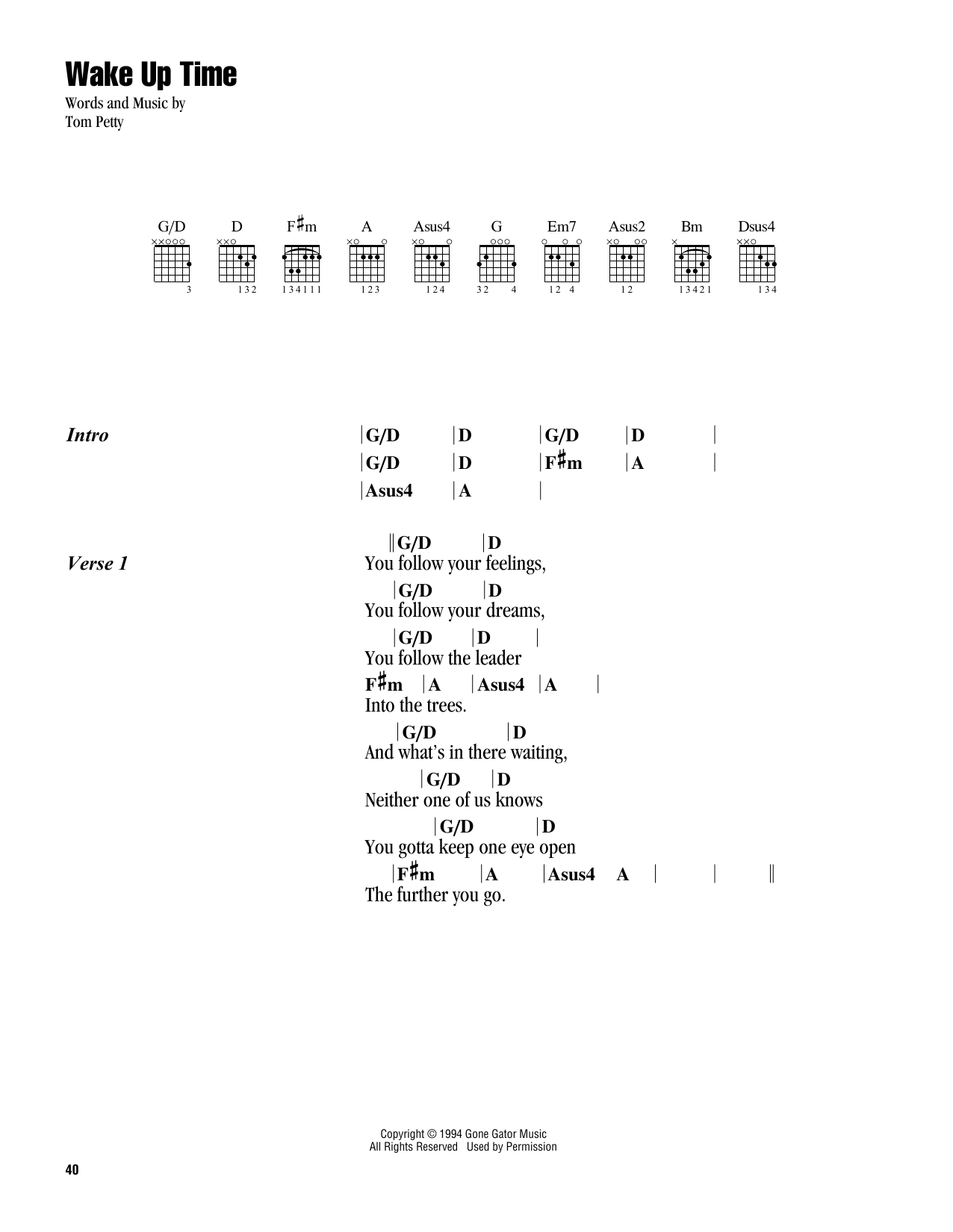Tom Petty Wake Up Time Sheet Music Notes & Chords for Guitar Chords/Lyrics - Download or Print PDF