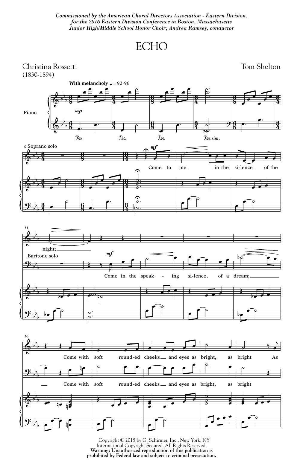 Tom Shelton Jr. Echo Sheet Music Notes & Chords for 2-Part Choir - Download or Print PDF
